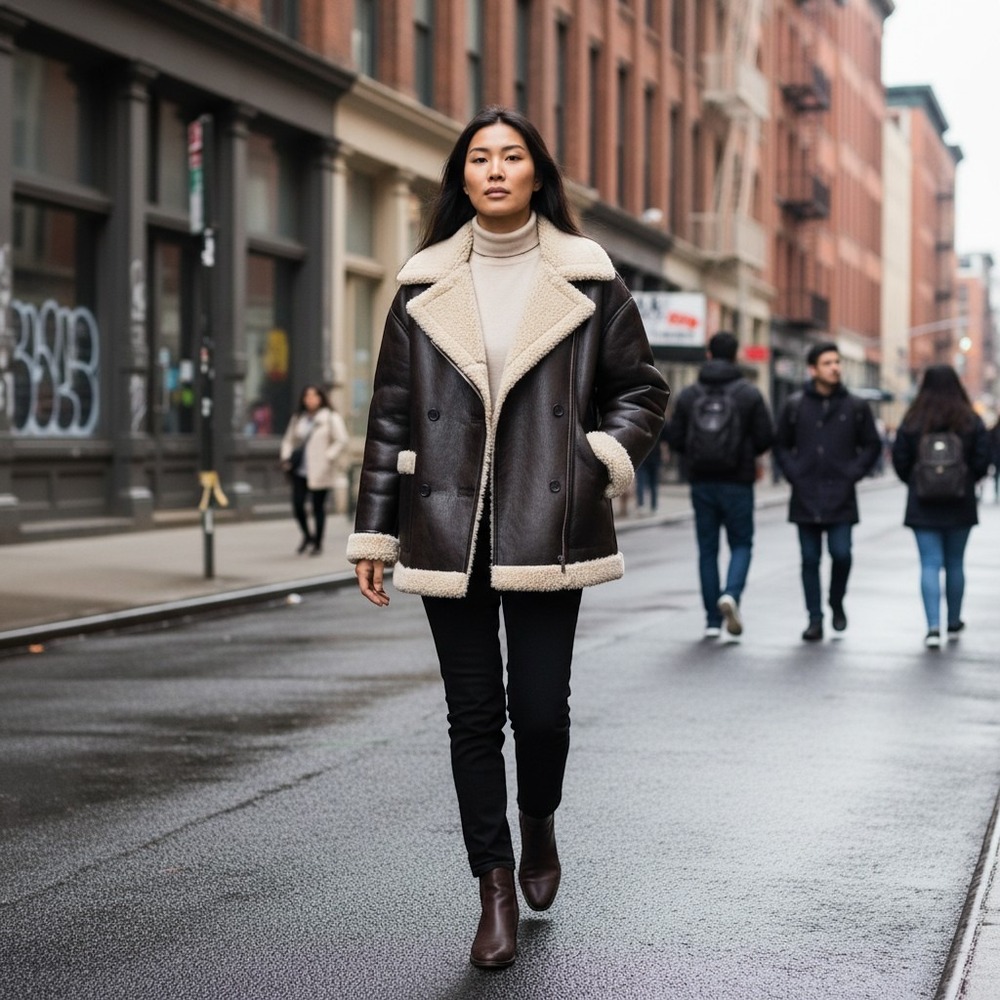 GAP x Sandy Liang Reversible Vegan Leather Sherpa Jacket Women M Tall Oversized